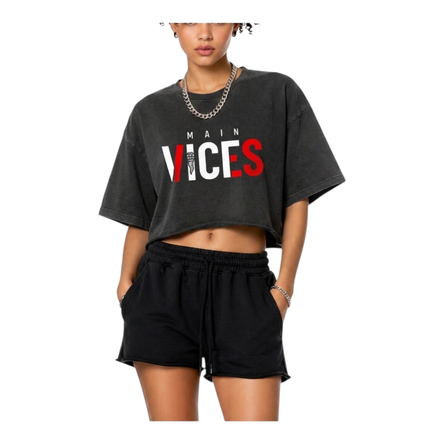 Snow Washed Raw Edge Crop Top