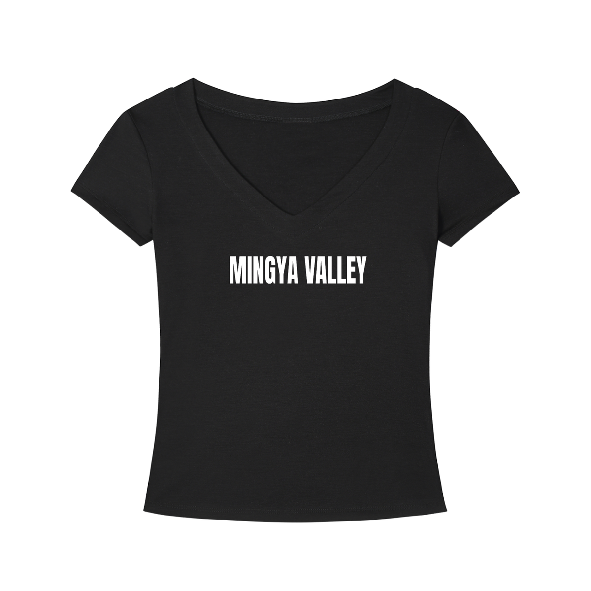 Womens Slim Fit V-Neck Black T-Shirt