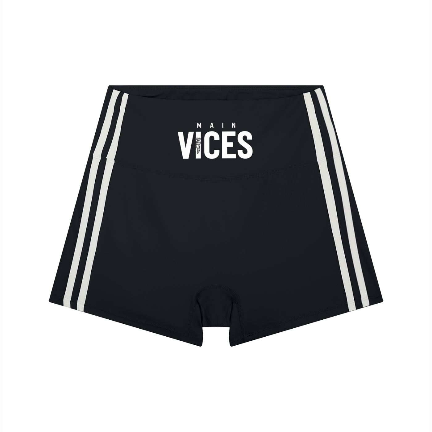 High-Waist White Stripe Yoga Shorts