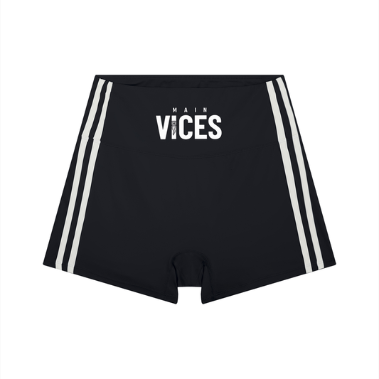 High-Waist White Stripe Yoga Shorts