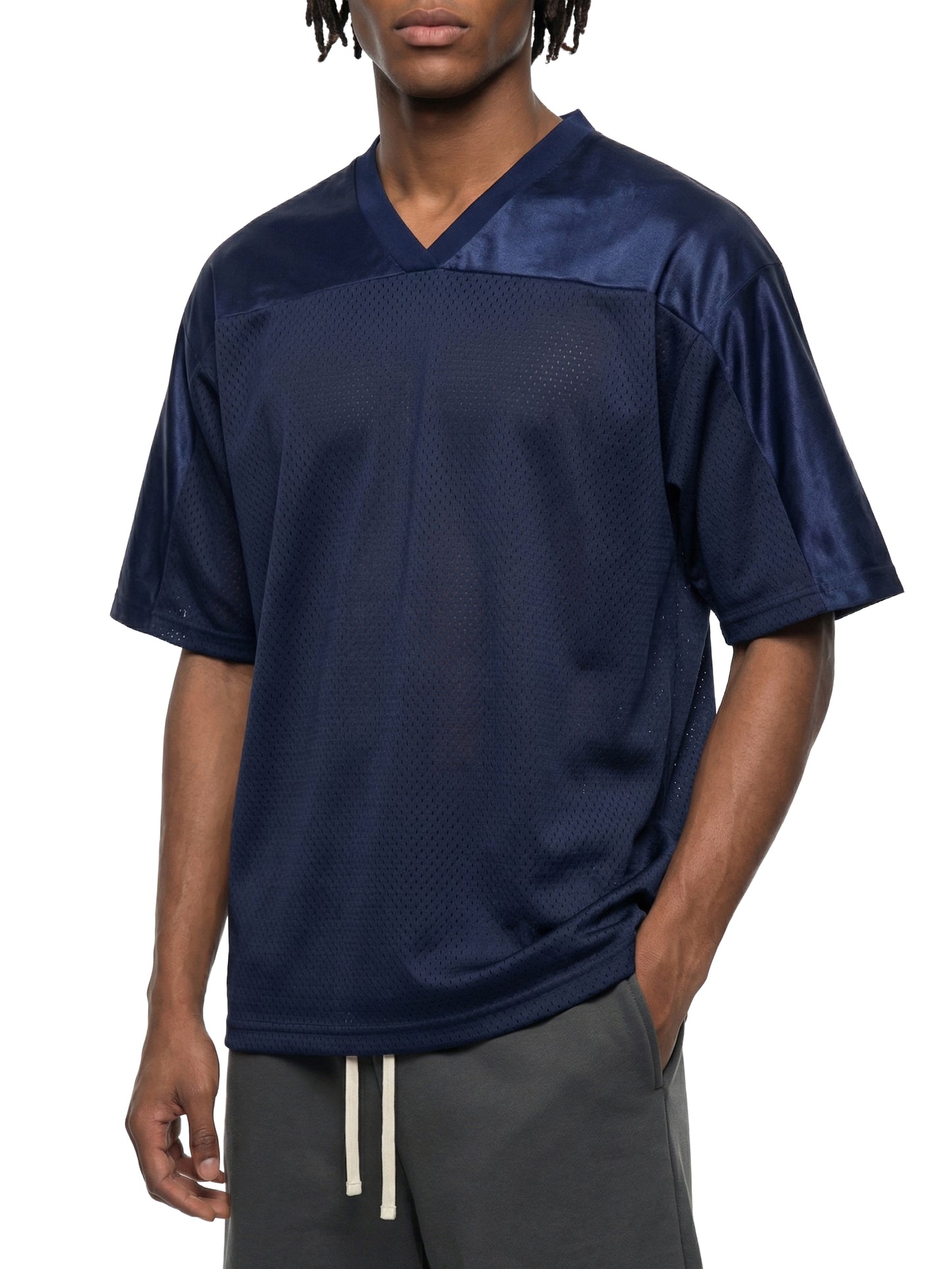 Oversized Mesh V-Neck Soccer Jersey