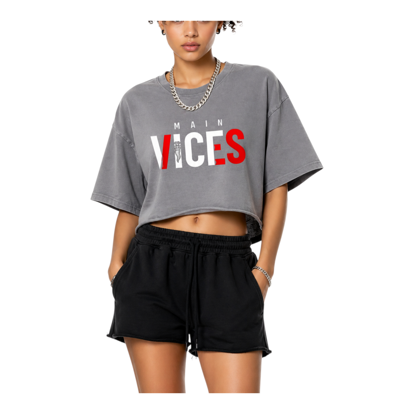 Snow Washed Raw Edge Crop Top