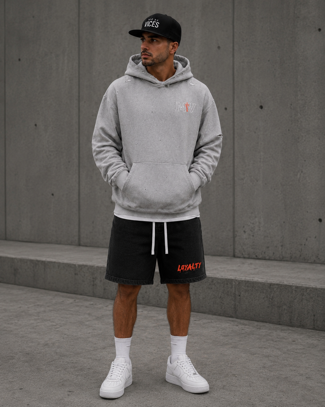 Sun Fade Raw Edge Cotton Shorts