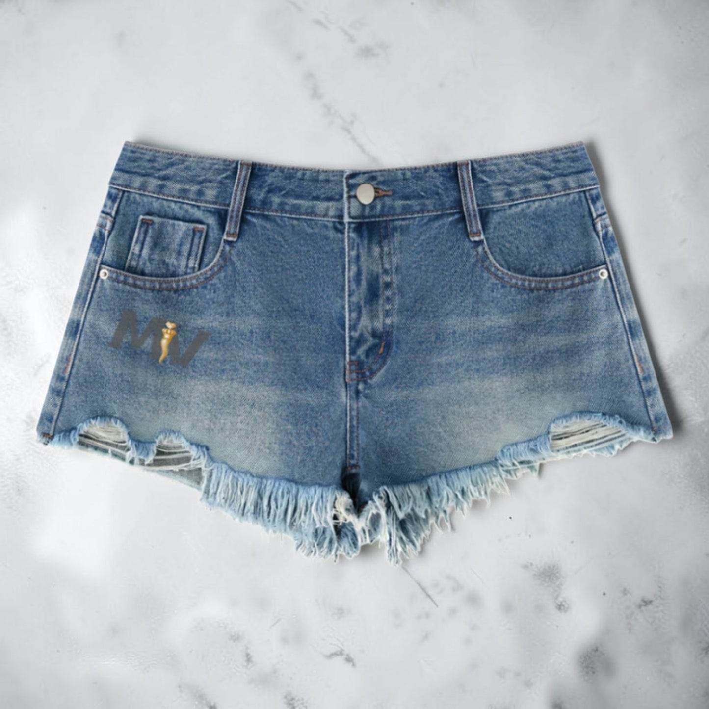 Vintage Wash Raw Hem Denim Shorts